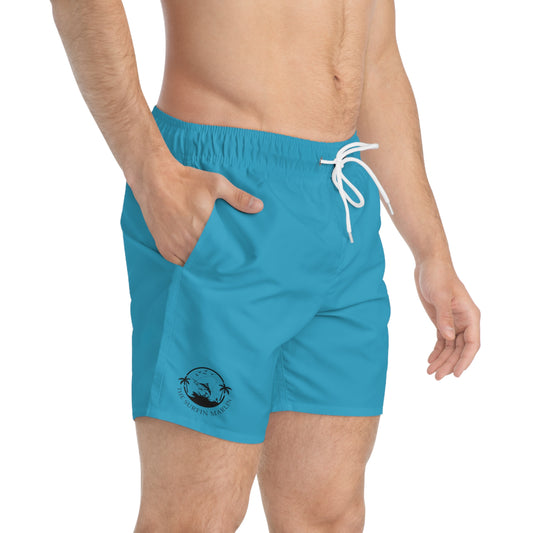 Surfin Marlin Turquoise W/ black  Logo Swim Trunks (AOP)