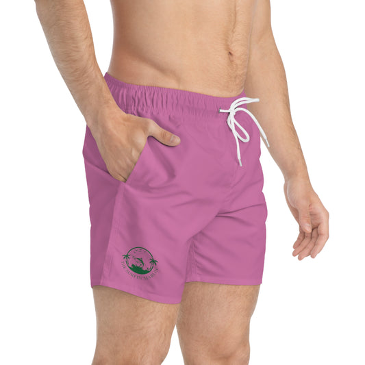 Surfin Marlin Light Pink/ Green Logo Swim Trunks