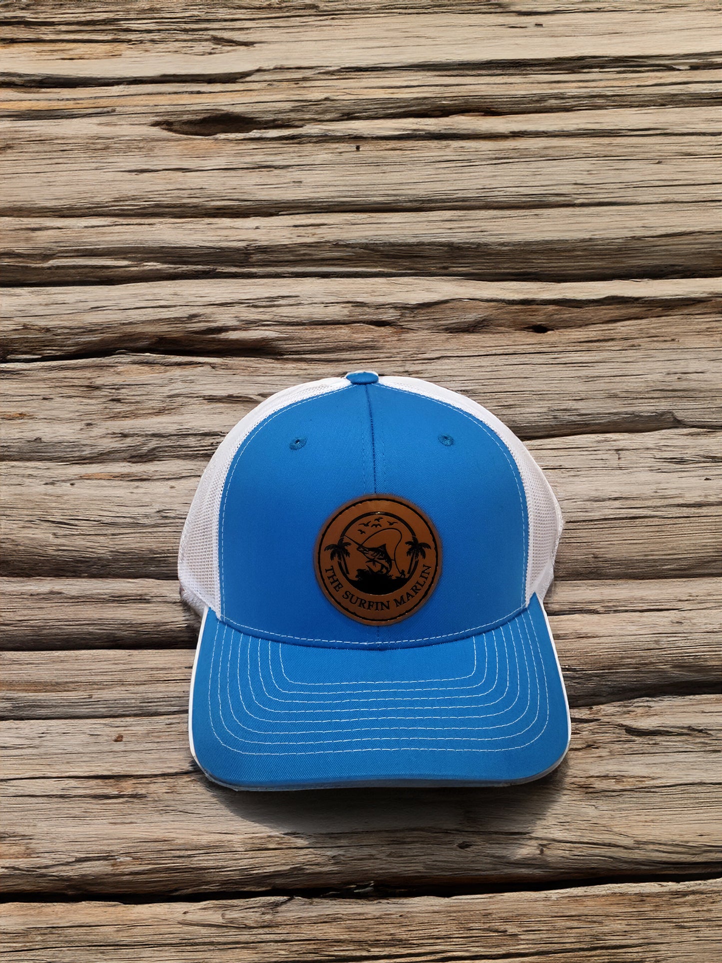 Leather Patch Cyan/Wht Hat