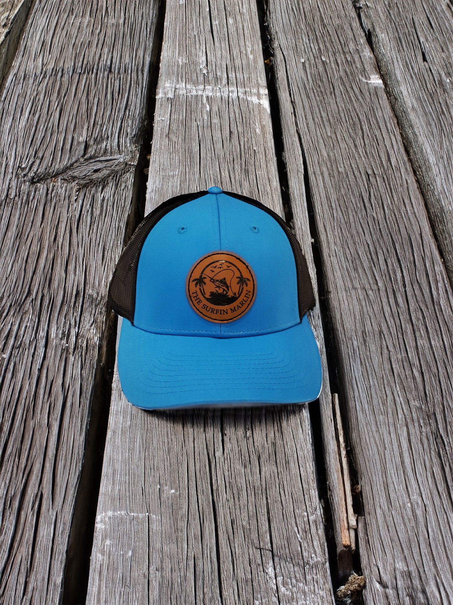 Leather Patch Cyan/Blk Hat