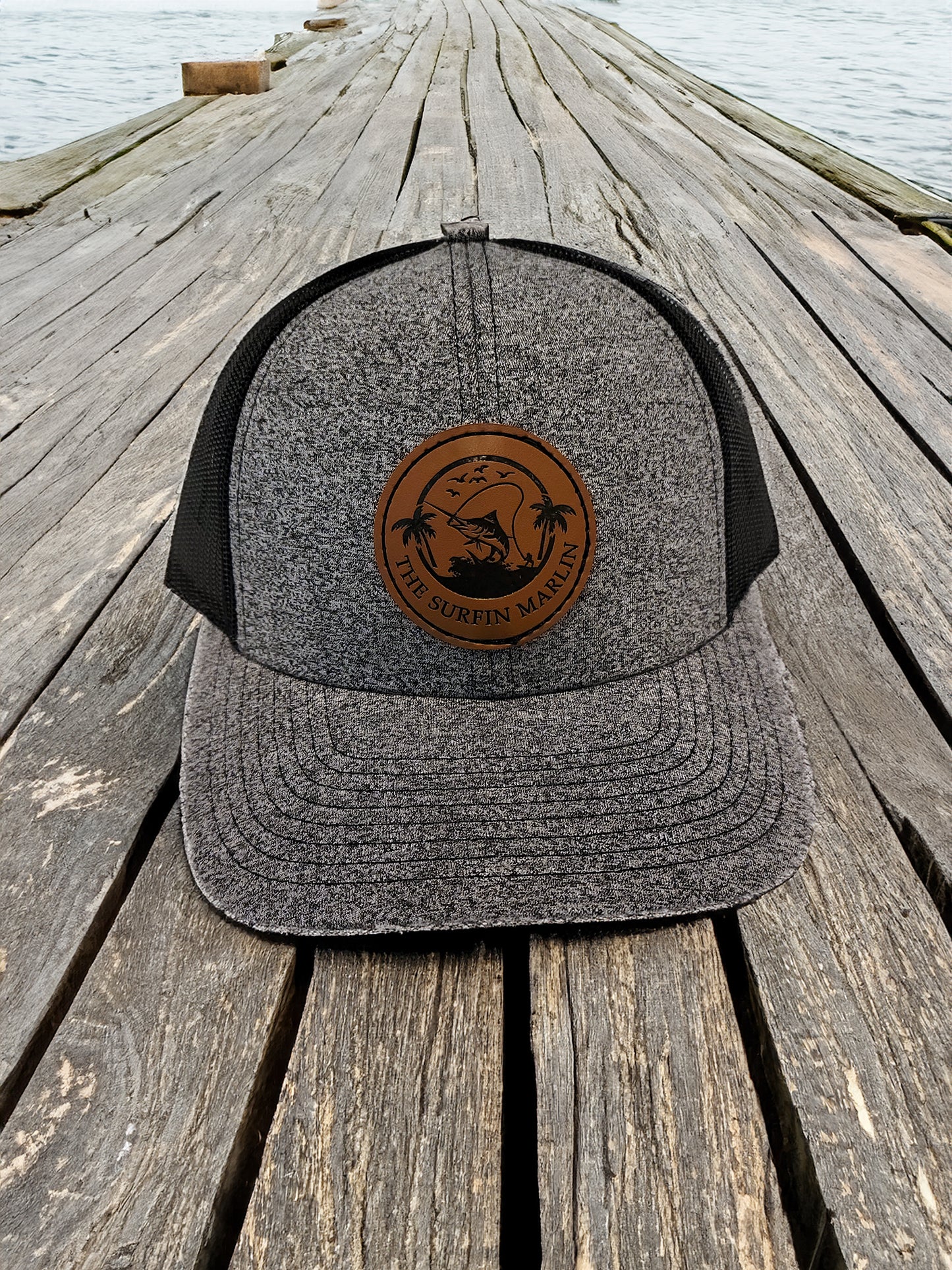 Leather Patch Heather Grey/Blk Hat